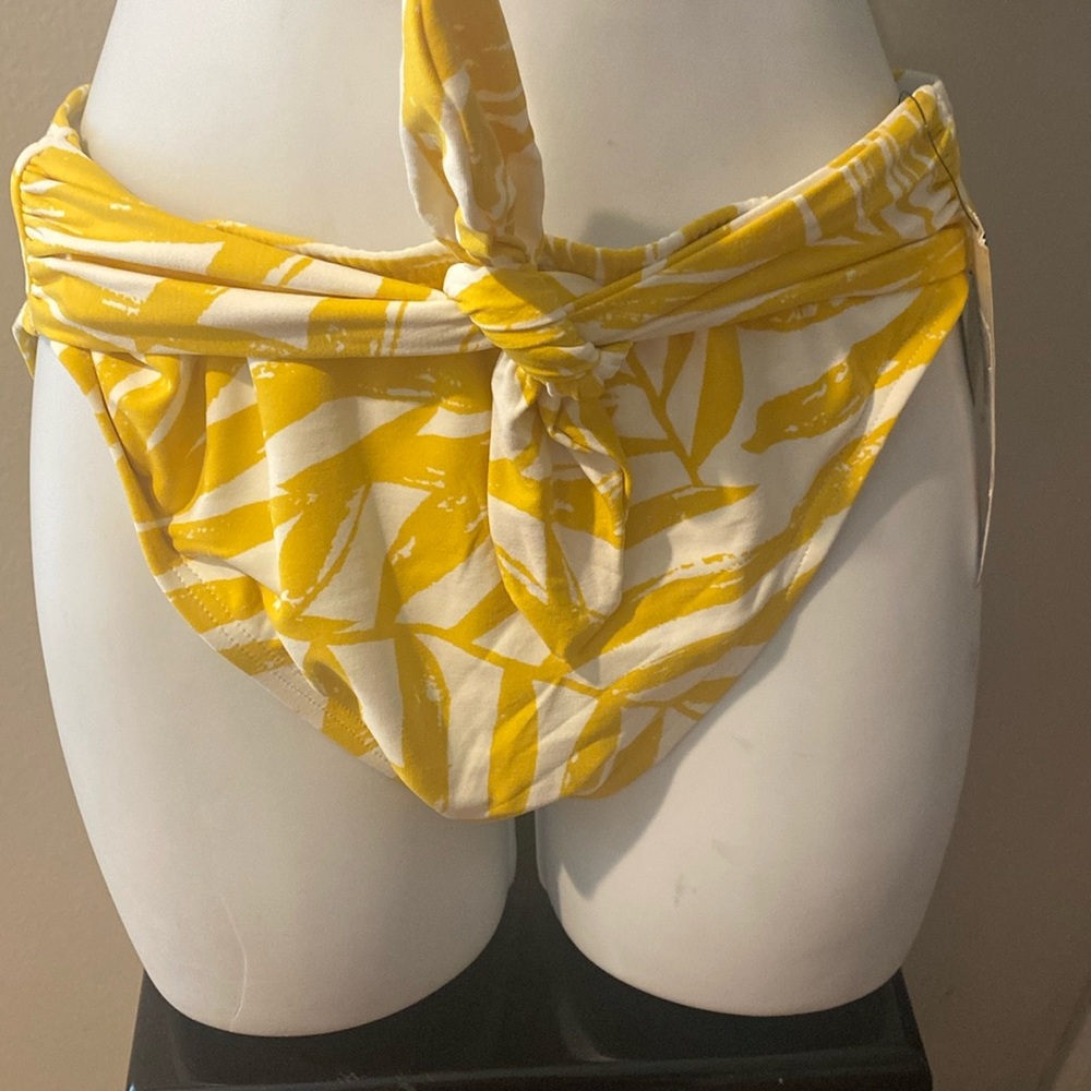 Carmen Marc Valvo Yellow White Swimsuit Separates Bikini Bottoms Small New 4/25